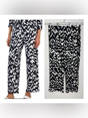 NEW JM Collection Large Black & White Boho Aztec Print Jersey Knit Pull On Pants